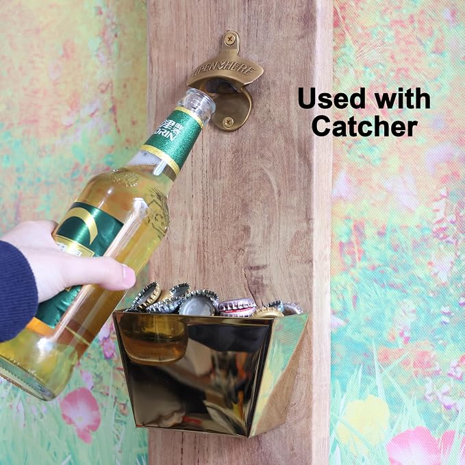 Aintque Gold Bottle Opener Wall Mounted Stainless, Mountable Beer Cap Opener - Image 3