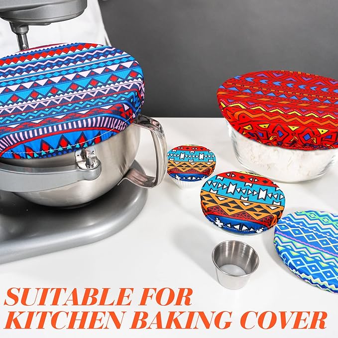 Patelai 10 Pcs Bowl Covers Reusable in 5 Size Stretch Cloth Fabric Elastic Food - Image 4