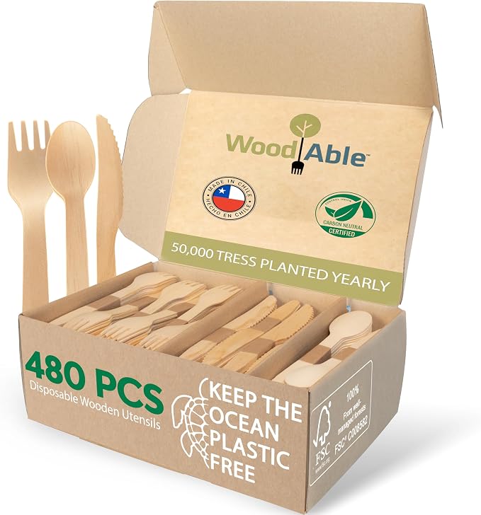Disposable Wooden Cutlery Set by WoodAble