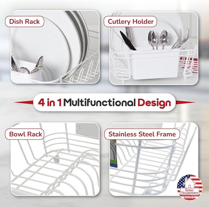 Better Houseware Dish Drying Rack, Space-Saving Dish Drainer Rack - Image 3