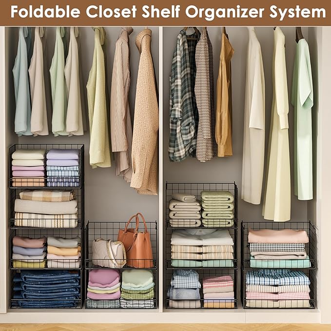 Yociyoga 3-Tier Stackable Closet Organizers and Storage Shelves, Foldable - Image 6