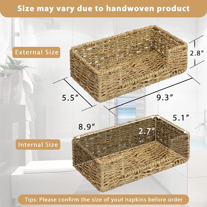 Graciadeco Bathroom Disposable Guest Towel Napkin Holder Long Seagrass Woven - Image 2