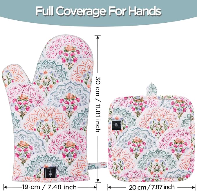 BONTHEE Oven Gloves Heat Resistant Potholder Set Oven Gloves - Image 2