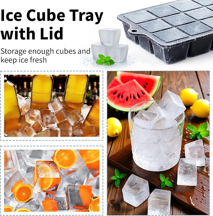 Silicone Ice Cube Tray 2 Pack, HANCELANT Ice Cube Mold, Ice Trays - Image 2
