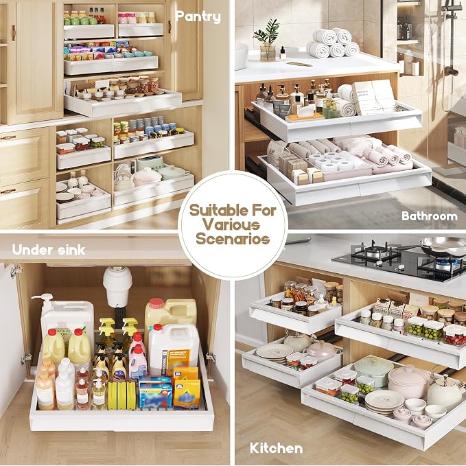 Seinloes 2 Pack Pull Out Cabinet Organizer - Image 7