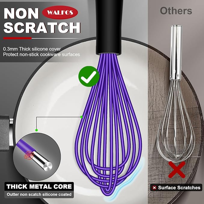Walfos Whisk, 7+9+11in Silicone Whisks - Image 2