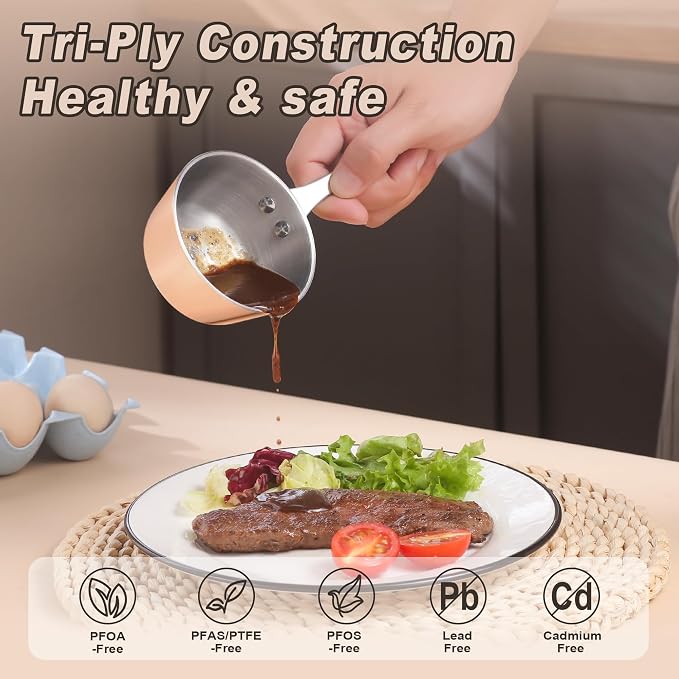 Mini Sauce Pan, Tri-Ply Stainless Steel Pot - Image 3