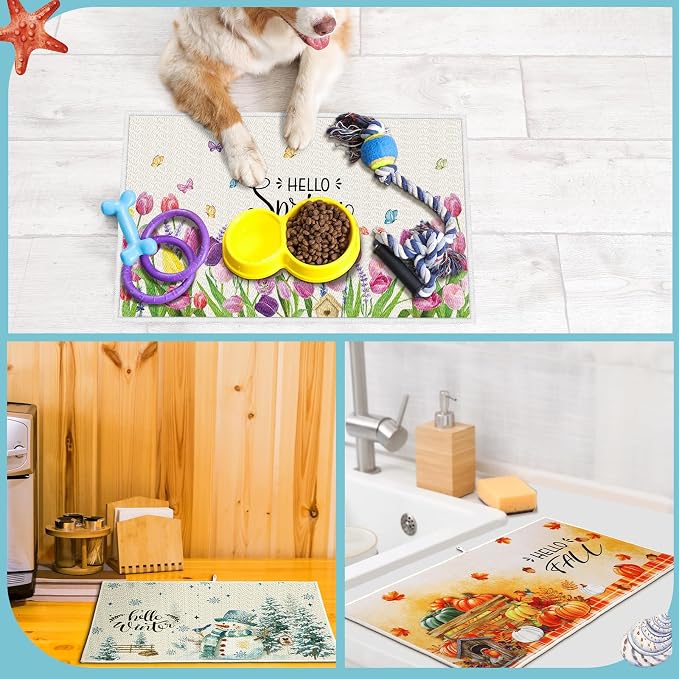 Teenyyou 4 Pcs Seasonal Dish Drying Mats - Image 5
