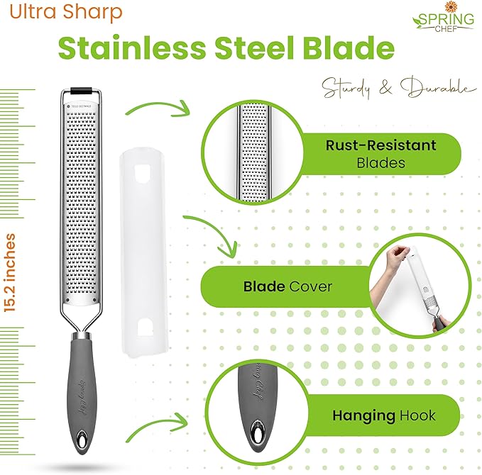 Spring Chef Stainless Steel Lemon Zester Grater - Image 3