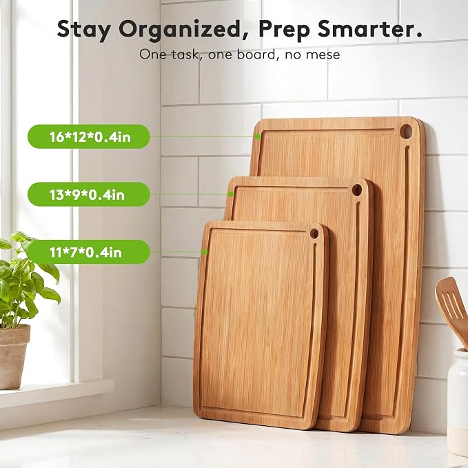 Bamboo Cutting Boards for Kitchen, Carbonized Wood Cutting Board - Image 5