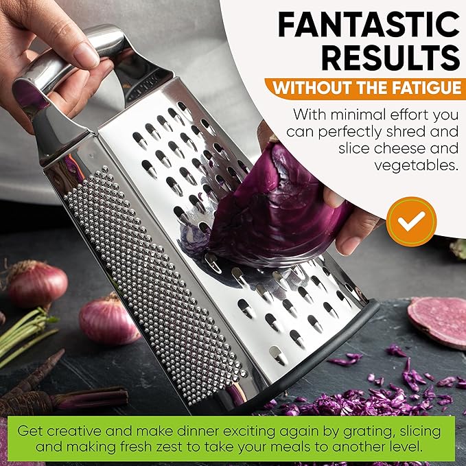 Spring Chef Professional Large Parmesan Cheese Grater, Stainless Steel Metal - Image 3