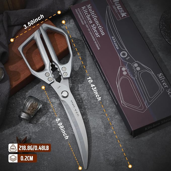 HUUSK Kitchen Scissors Silver - Image 6