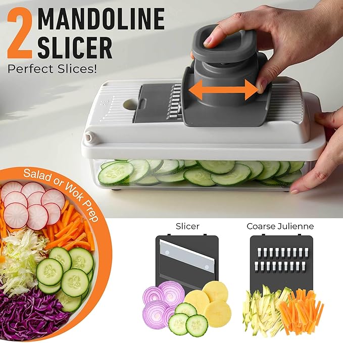Mueller Vegetable Chopper Mandoline Slicer, Food Veggie Chopper, Cheese Grater - Image 4