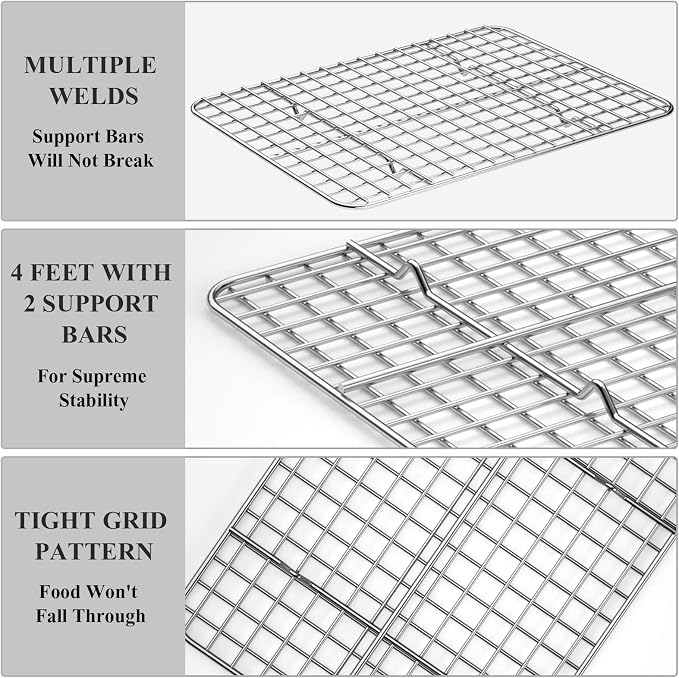 Baking Sheet with Cooling Rack Set, Deedro Stainless Steel Cookie Sheet Baking - Image 4