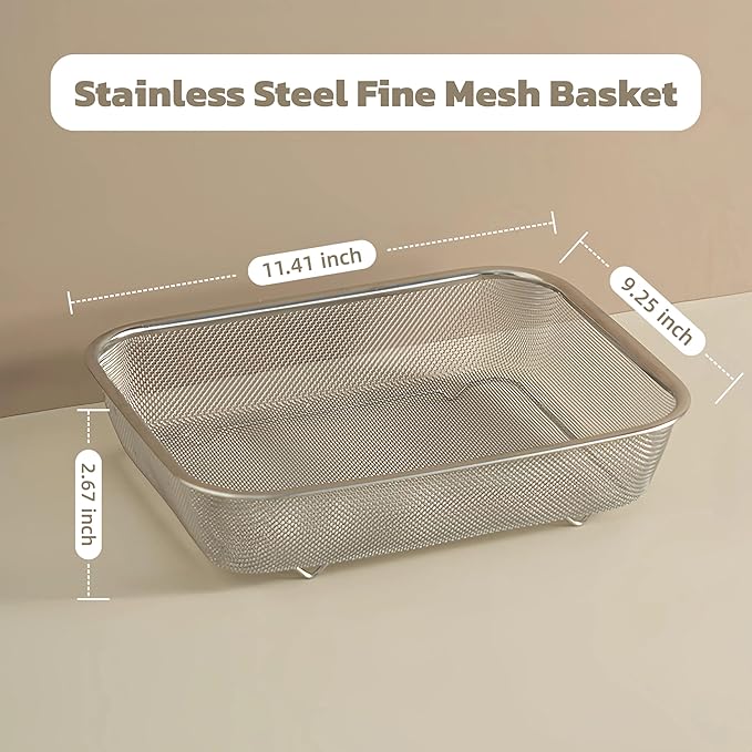 18/8 Stainless Steel Fine Mesh Strainer Basket - Image 2