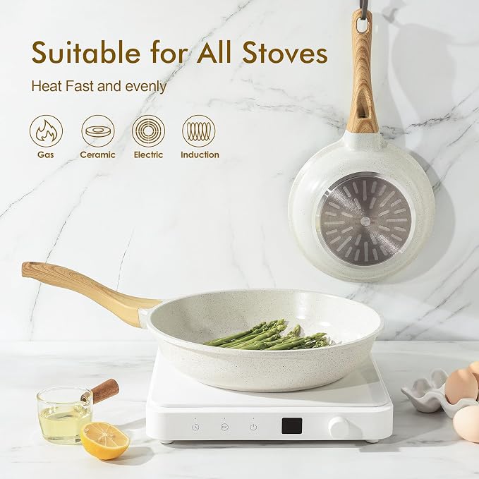SENSARTE Nonstick Ceramic Frying Pan Skillet, 9.5 Inch Omelet Pan, Healthy Non - Image 3