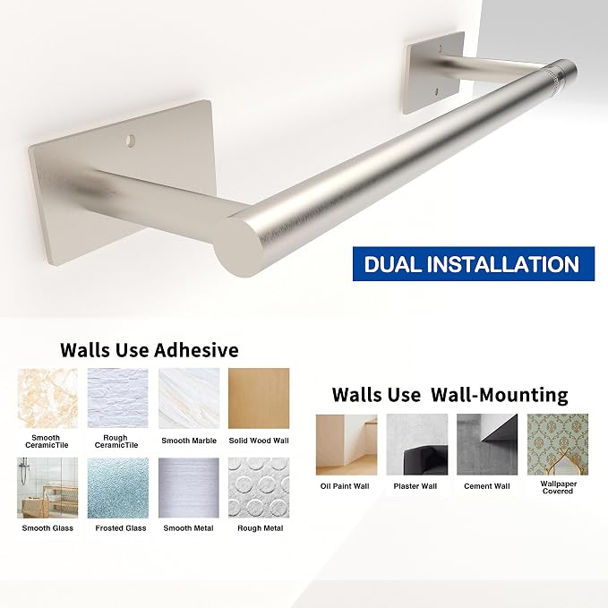 RUACQ Paper Towel Holder Under Cabinet, Wall Mounted or Adhesive Stainless - Image 4