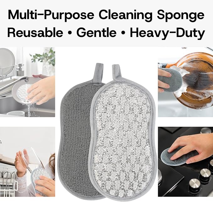 Multi-Purpose Scrub Kitchen Sponges – 12 Pack Dish Sponge, Dual-Sided - Image 4