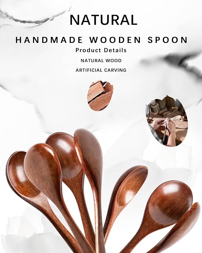 7 PCS Wooden Spoons for Honey, 6.7 inch Small Wooden Spoons - Image 3