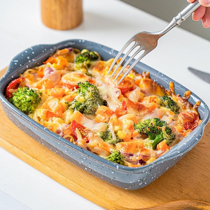 Ceramic Bakeware Dish Set of 3, Rectangular Baking Casserole - Image 6