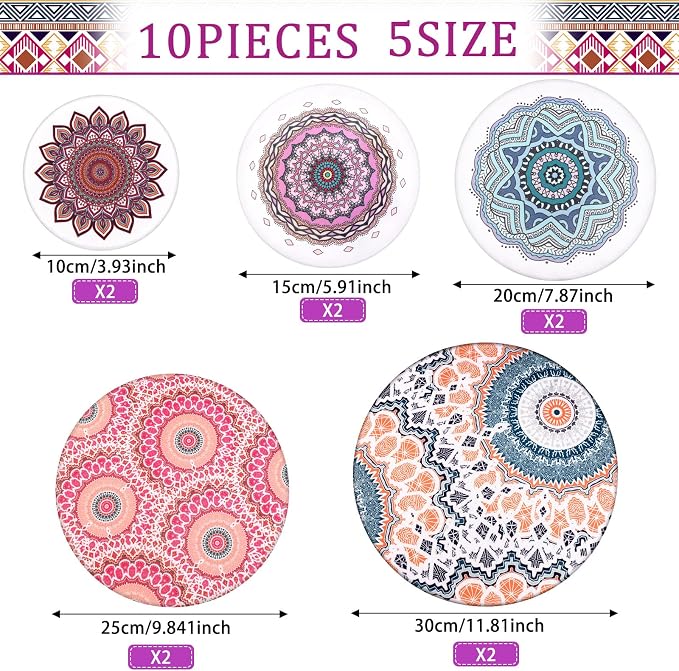 Patelai 10 Pcs Bowl Covers Reusable in 5 Size Stretch Cloth Fabric Elastic Food - Image 2