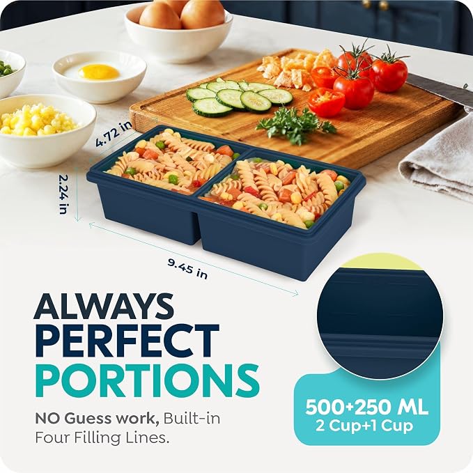 Silicone Freezer Trays with Lids, 2 Cup & 1 Cup Soup Container Style Ice Cube - Image 2