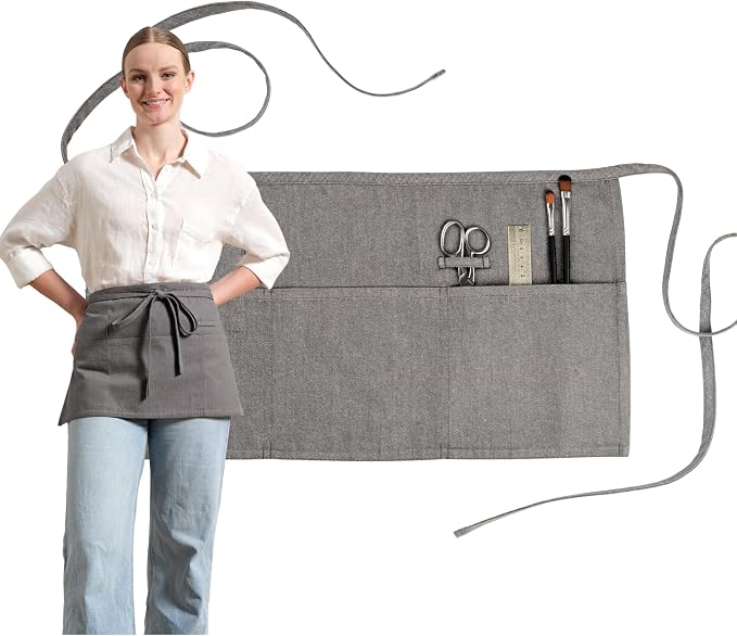 MEEMA Chef Waist Apron Cotton Fabric |Washable & Breathable Waitress & Server by MEEMA