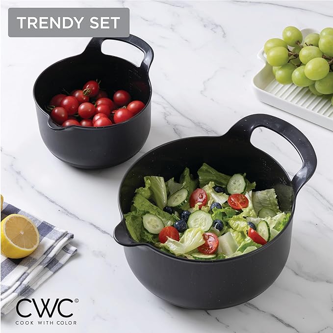COOK WITH COLOR Nesting Plastic Mixing Bowl Set with Pour Spouts and Handles - Image 7