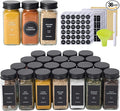 36 Glass Spice Jars with 576 Labels-Spice Jars with Black Metal Caps, 4oz Empty by Fiwence
