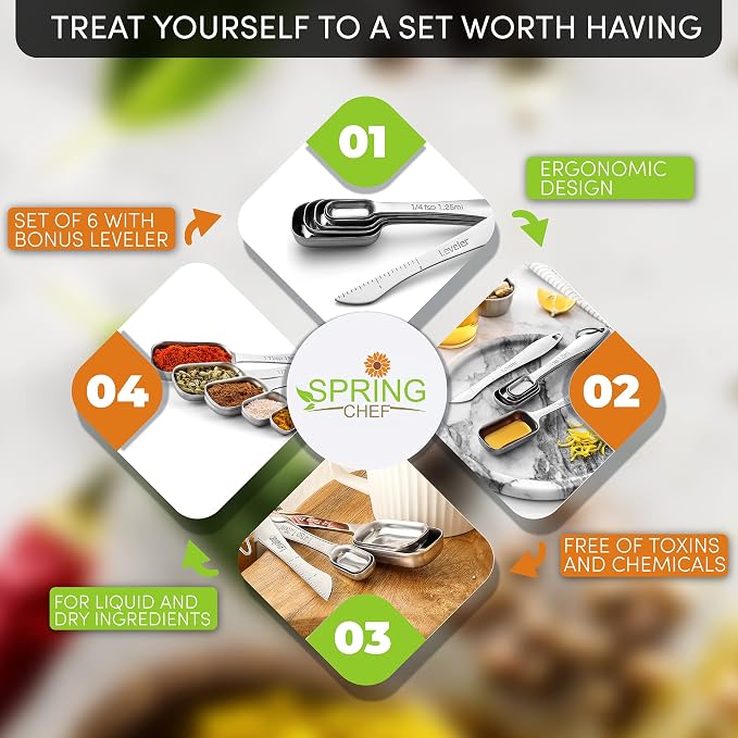 Spring Chef Stainless Steel Measuring Spoons Set of 6 - Image 7