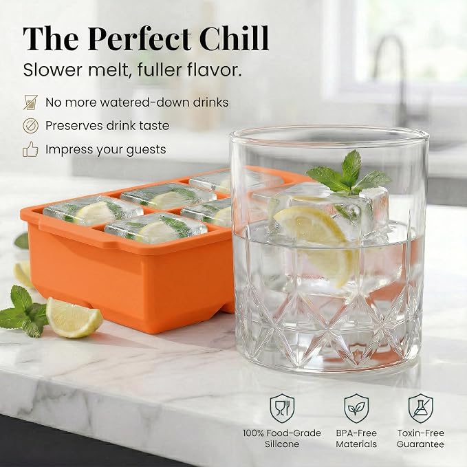 KitchFort Large Silicone Ice Cube Tray, Easy Release 2" Big Ice Cubes - Image 4