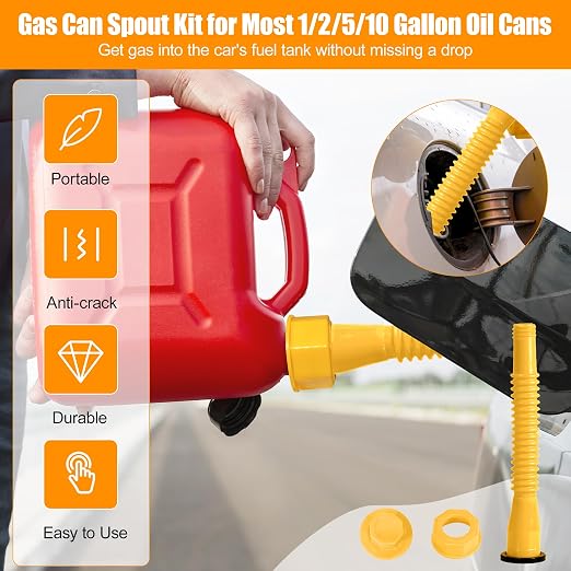 17 Pcs Automotive Funnel Set & Gas Can Spout Replacement, Plastic Long Neck Oil - Image 5