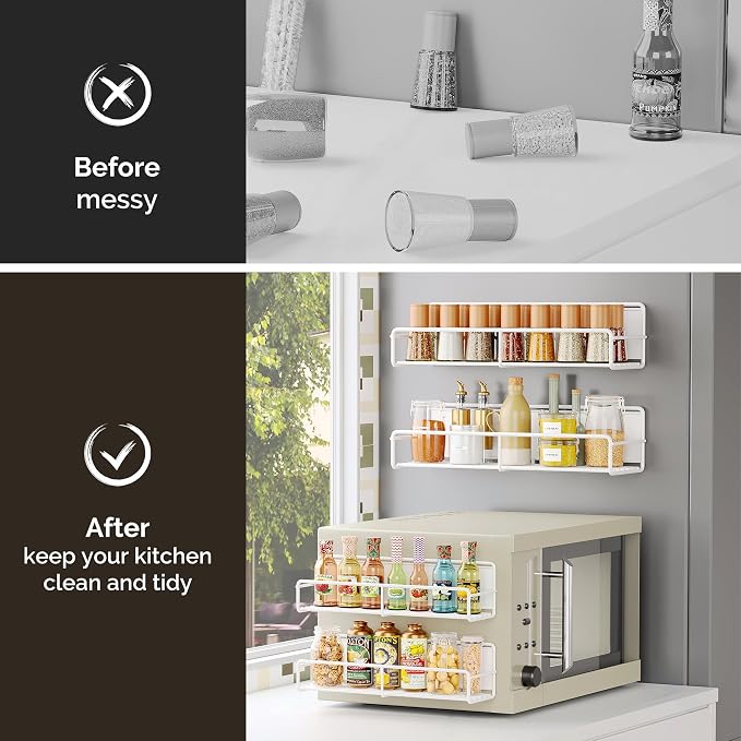Mystozer 4 Pack Magnetic Spice Rack Organizer, Space Saver - Image 4