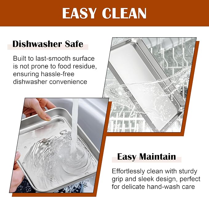 E-far Small Baking Sheet with Wire Rack, Stainless Steel Cookie Sheets Trays & - Image 6