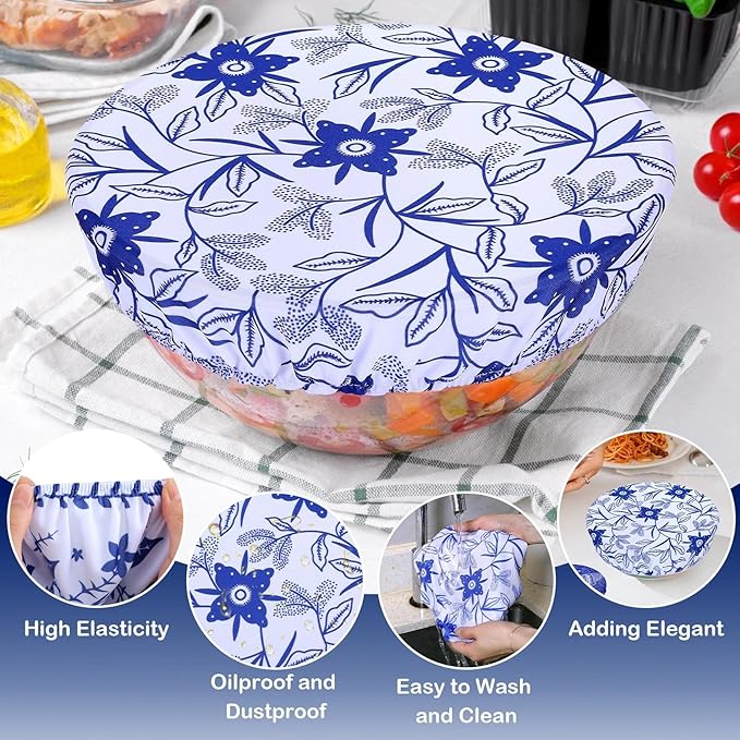 5 Pieces Bowl Covers Reusable, 5 Size Elastic Cloth Bowl Covers - Image 4