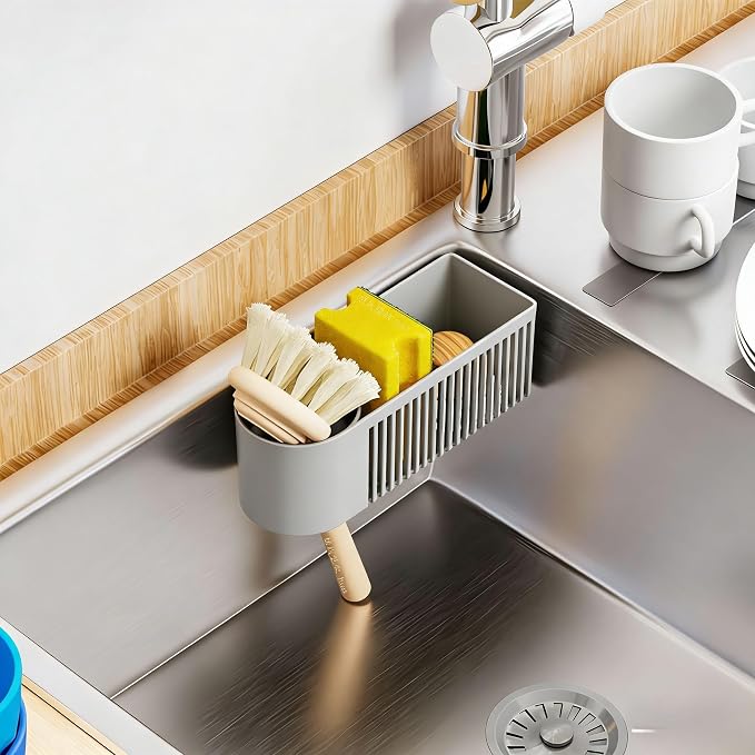 SuoXing Inside Sink Sponge Holder, Plastic Dish Sink Organizer - Image 2