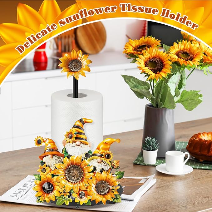 Thyle Sunflower Paper Towel Holder Summer Sunflower Gnome Kitchen Decor and - Image 7