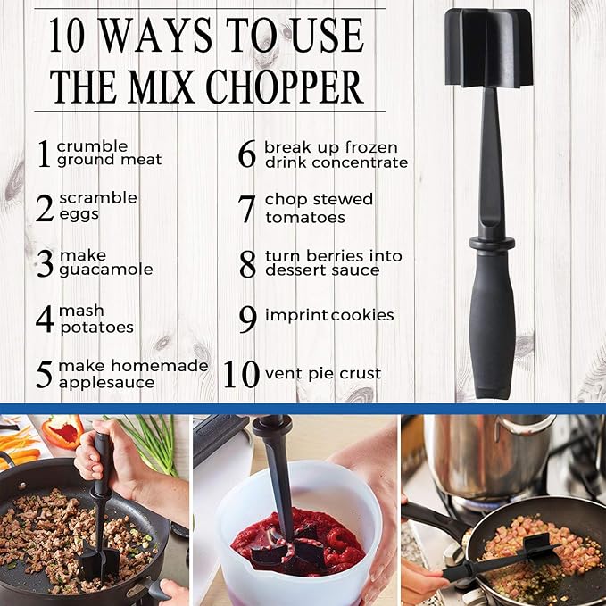 2 Pack Meat Chopper, 5 Curve Blades Ground Beef Masher, Heat Resistant Meat - Image 2