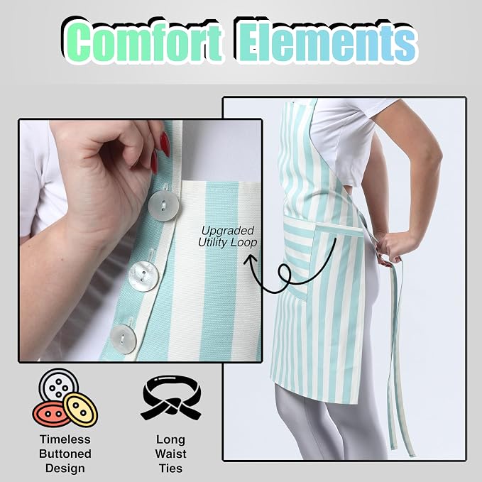 TOSHEX Kitchen Apron Waterdrop Resistant Cotton Apron - Image 5