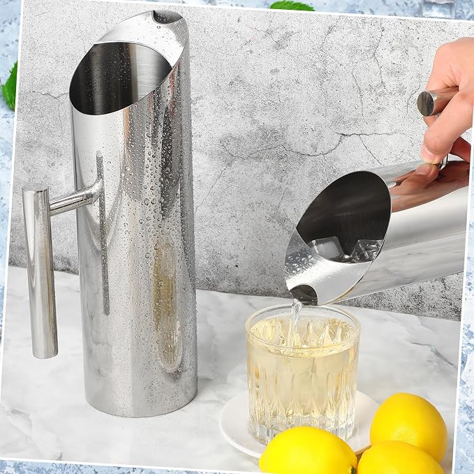 Funnymoom 3 Pack 53oz/1.5l Stainless Steel Water Pitcher Modern Metal Pitcher - Image 4