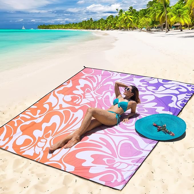 WIWIGO Beach Blanket Waterproof Sandproof Beach Mat 79" X 83"/10'x9'for 2-8 by WIWIGO