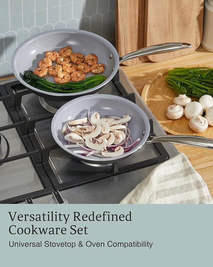 KITEXPERT Non Stick Frying Pans, Titanium Ceramic Skillet Set - Image 6
