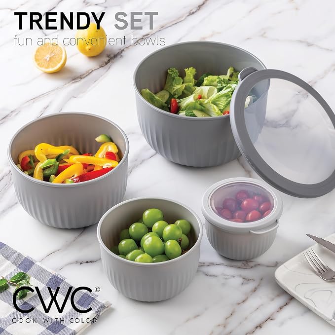 COOK WITH COLOR Prep Bowls with Lids- Wide and Deep Nesting Plastic Small - Image 2
