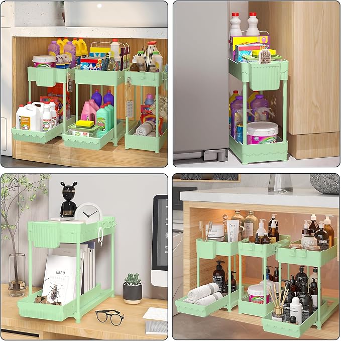 Sevenblue 3 Pack Under Sink Organizers, 2-Tier Multi-Use Kitchen and Bathroom - Image 6