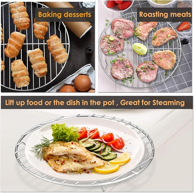 P&P CHEF Round Cooking Rack, Fits Air Fryer/Stockpot/Pressure Cooker/Round Cake - Image 6