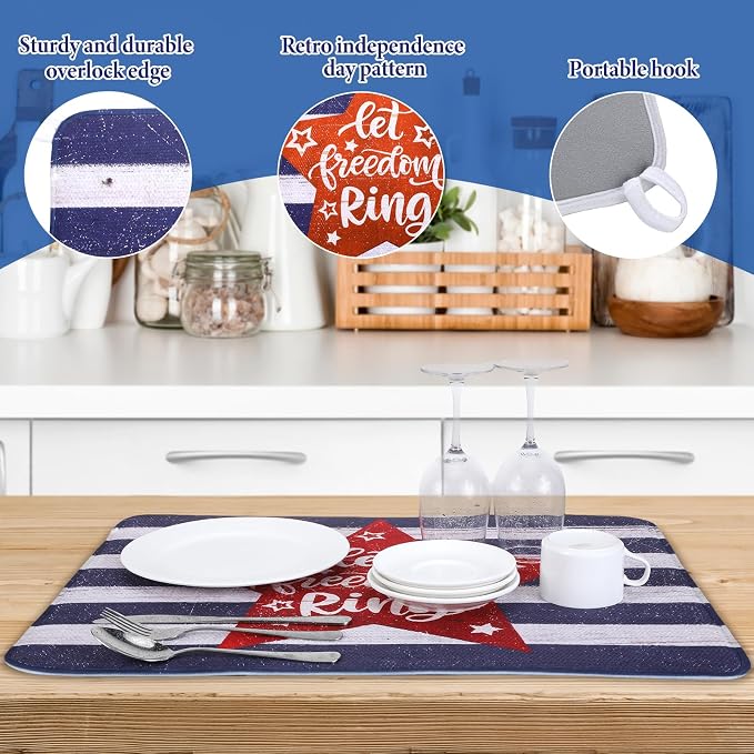 SiliFine 2 Pcs 4th of July Dish Drying Mat - Image 3