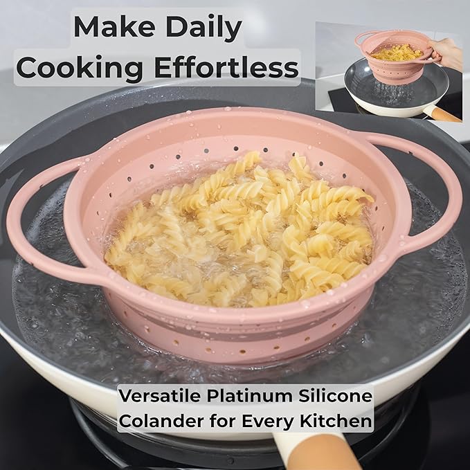 Silicone Colander Set – Collapsible Platinum Silicone Strainer - Image 5