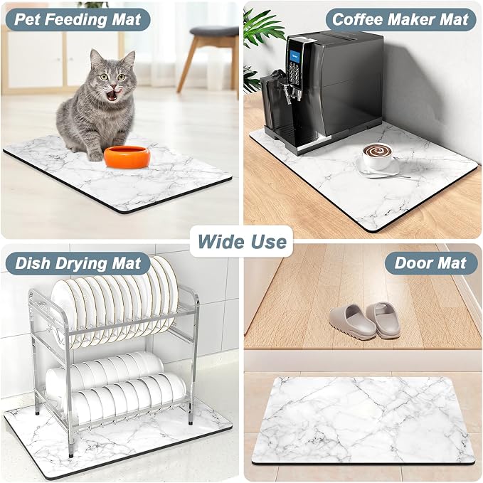 Rnivvi Coffee Mat, Hide Stain Rubber Backed Absorbent Dish Drying Pad - Image 7