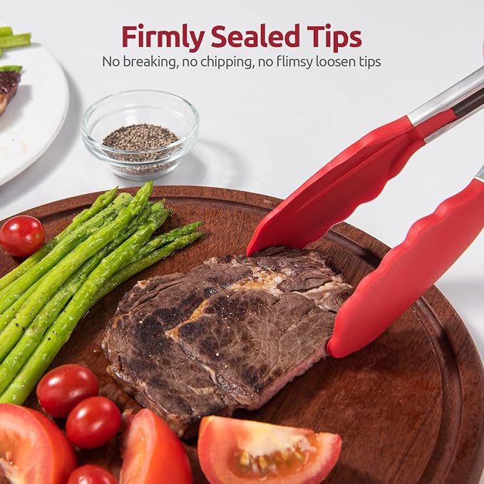 600ºF Heat Resistant Kitchen Tongs: U-Taste 9 inch Silicone Cooking Tong - Image 9