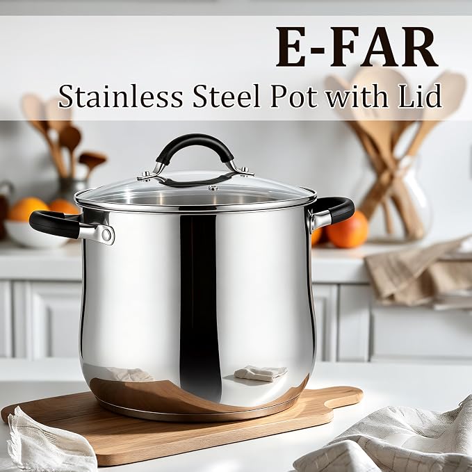 E-far 10 Quart Stock Pot, Stainless Steel Pot - Image 7